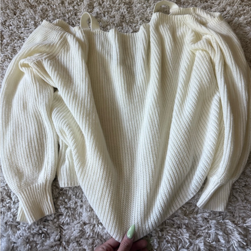 Elegant Cream Knit Off-Shoulder fall super soft cute Top